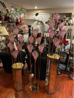 1980s Vintage postmodern Hollywood Regency Calla Lily lamps
