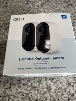 Arlo Essential Security Camera 2K | Outdoor-Indoor | 2nd Gen | Wireless with Spotlight, 2-Way Audio, Color Night Vision, Live Stream