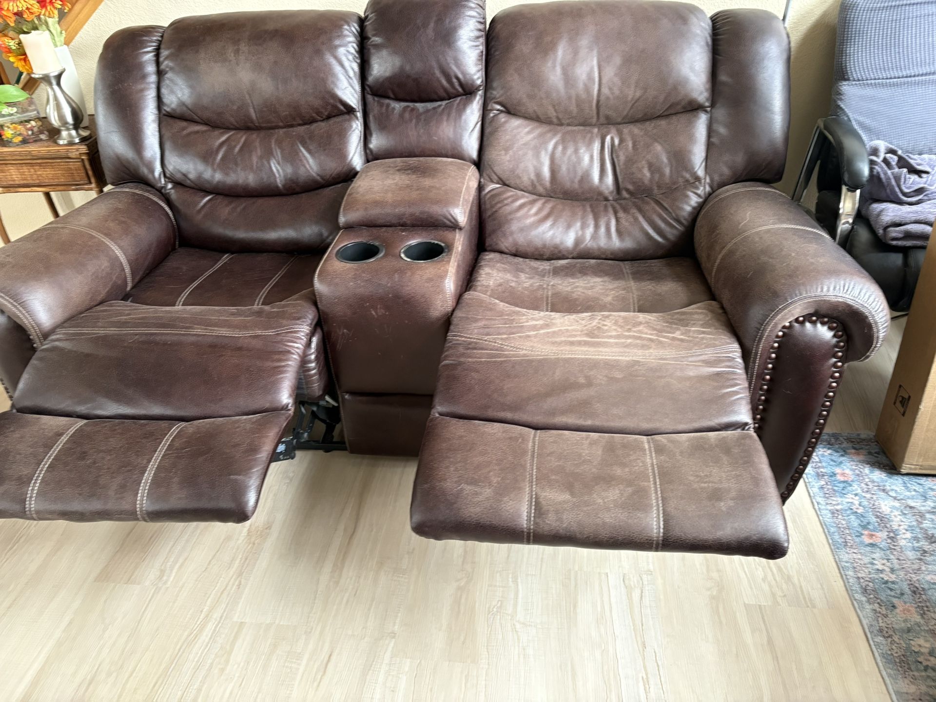 Reclining Leather Loveseat 