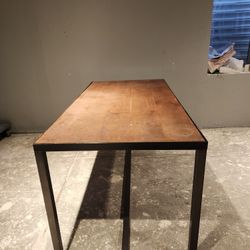 Large Wood Work Table With Steel Frame Legs Very Sturdy 