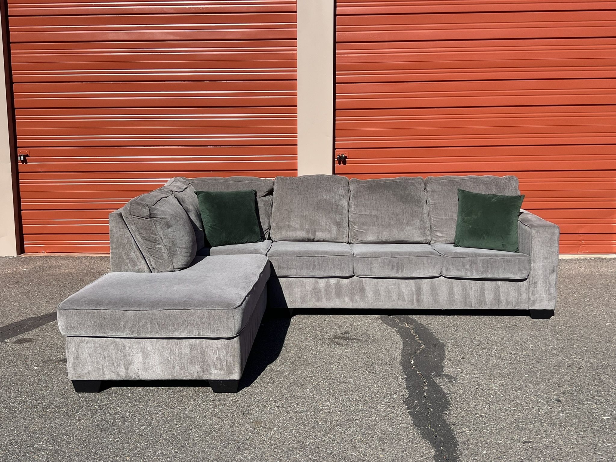 Very Comfortable Ashley Gray Sectional Sofa Couch with left facing Chaise