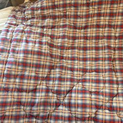 32x43 Vintage Baby Blanket/Comforter Red Blue Yellow Plaid