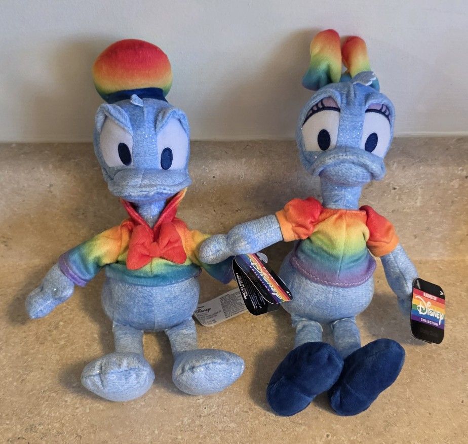 *Brand New* Donald & Daisy Duck Disney Rainbow Collection Plush Stuffed Dolls Animal Toy