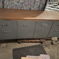 Rare Vintage Blue/Gray Credenza/Desk