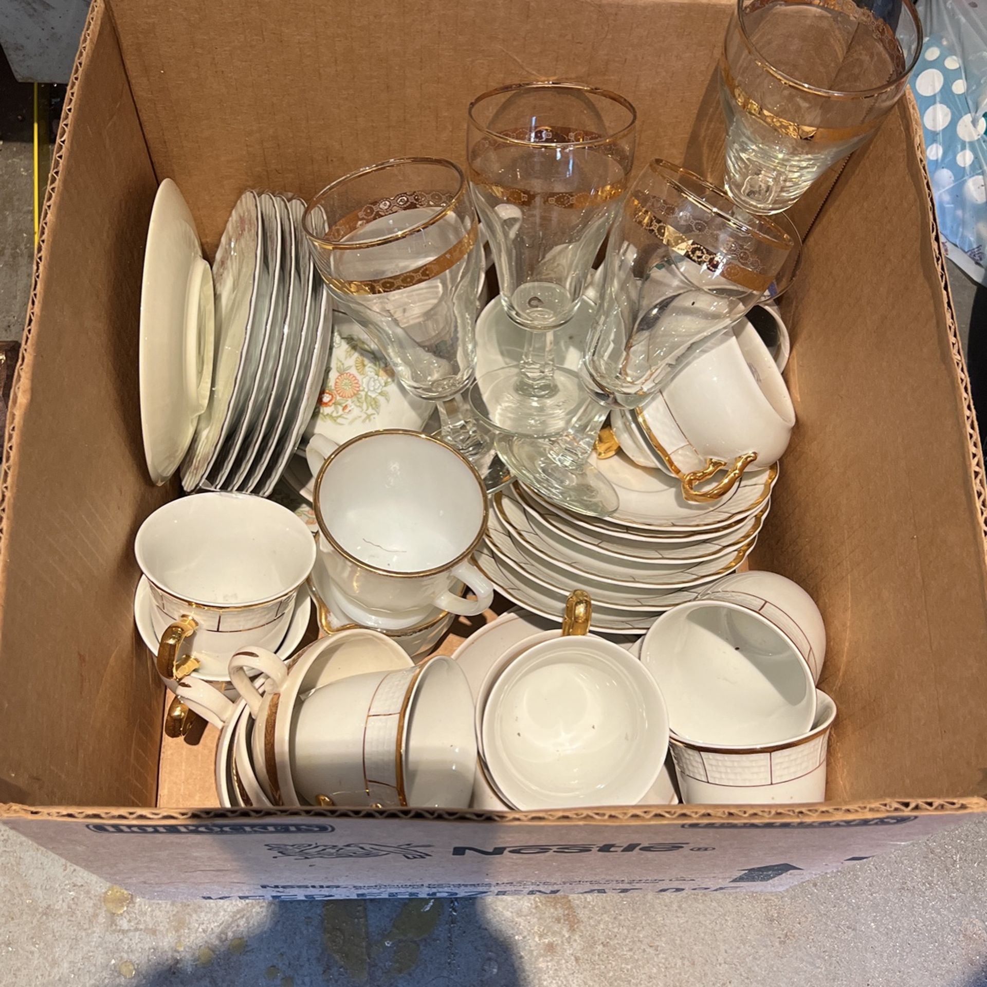 Vintage Gold Plated Cups And Plates