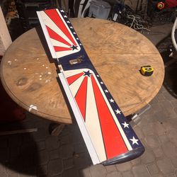 RC Airplane Wing 58” Wingspan Balsa Built Ailerons Stars Stripes