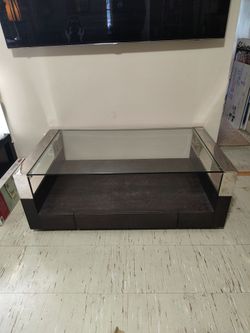 Modern Glass Top Coffee Table with Storage Drawer