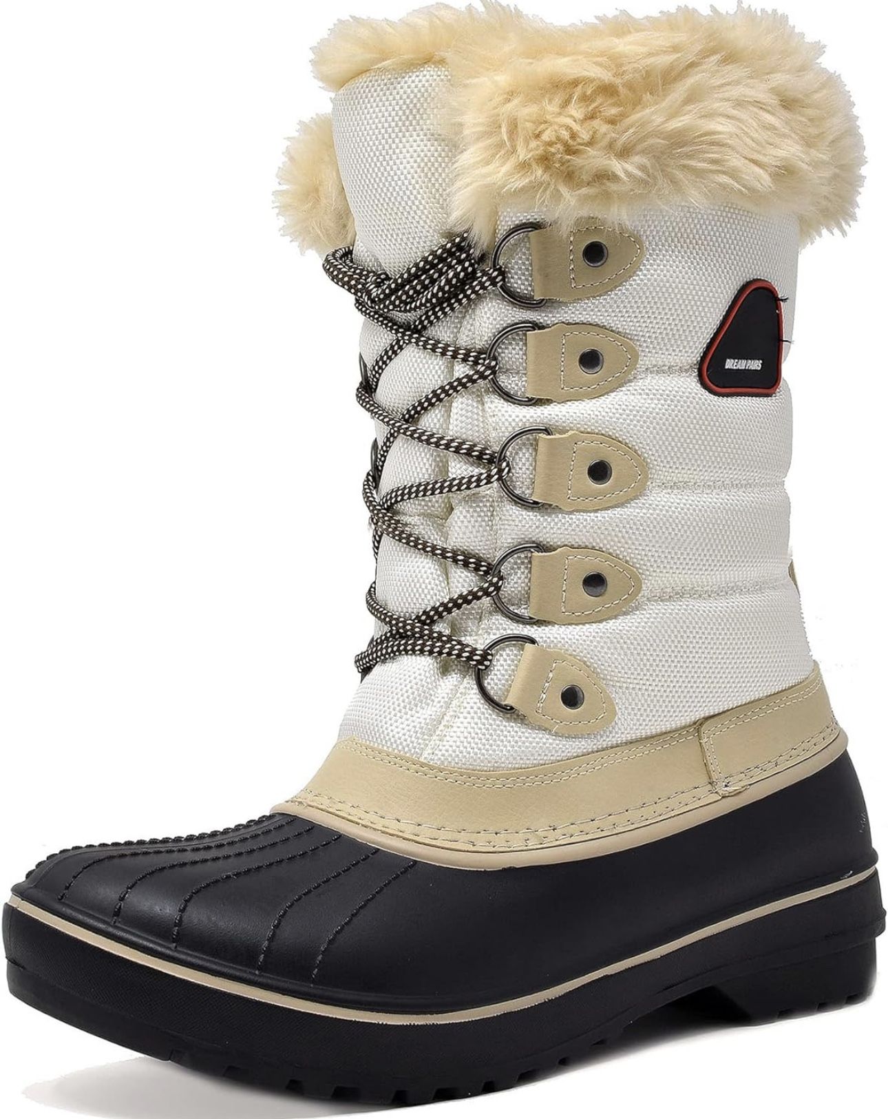 DREAM PAIRS Women's Warm Faux Fur Lined Mid Calf Winter Snow Boots 