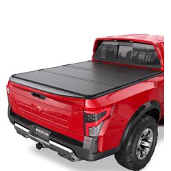 MOSTPLUS Tri Fold Hard Truck Bed Tonneau Cover On Top Compatible For 2004-2015 Nissan Titan 3 Fold Solid 5.5 FT-67 Inch (W/O Titan Box) 3 Fold Aluminu
