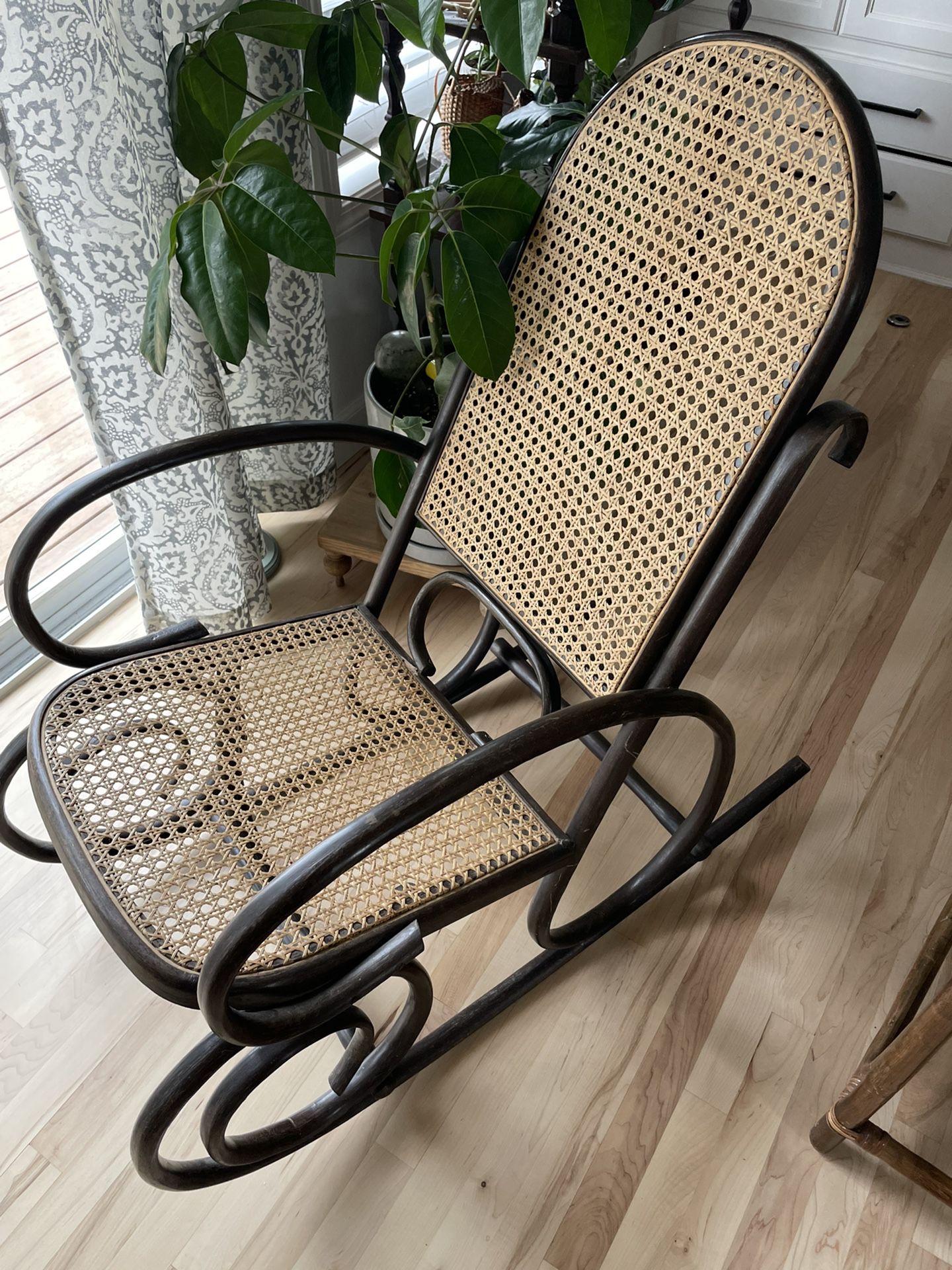 Bentwood Cane And Wooden Full Size Rocking Chair