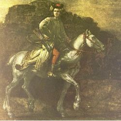 POLISH RIDER, 1655, REMBRANDT Original Vintage Fine Art 1950’s Print USA Printed Antique Dutch Painter Collectible