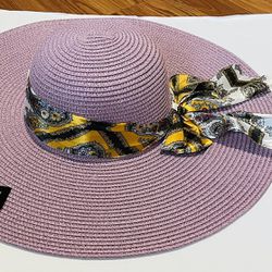Floppy Fashion Summer Large Wide Brim Foldable Straw Hat Lilac Purple