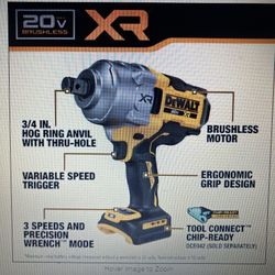 DeWalt  20V Brushless,Cordless 3/4in High Torque Impact Wrench