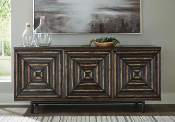 Dark Wood Three-Door Accent Sideboard Cabinet