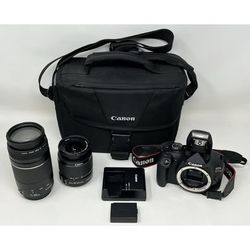 Canon EOS Rebel T7 DSLR Camera, 18-55mm f/3.5-5.6 + 75-300mm f/4-5.6 Lens Bundle
