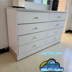White Eight Drawer With Diamond Knobs Chest Cajonera Comoda Mueble 