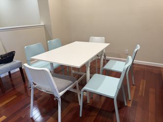 Dining Set With Table And New Chairs (set Of 6 )