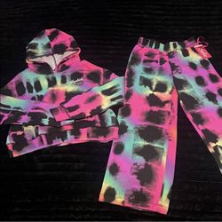 Justice Girls Tie-Dye Sweat Suit Set – Size Small (7/8)
