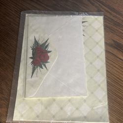 Vintage Rose Stationary Set Of 10 With Envelopes 