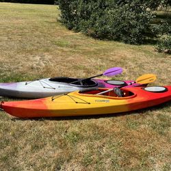 2 Perception Kayaks + Paddles