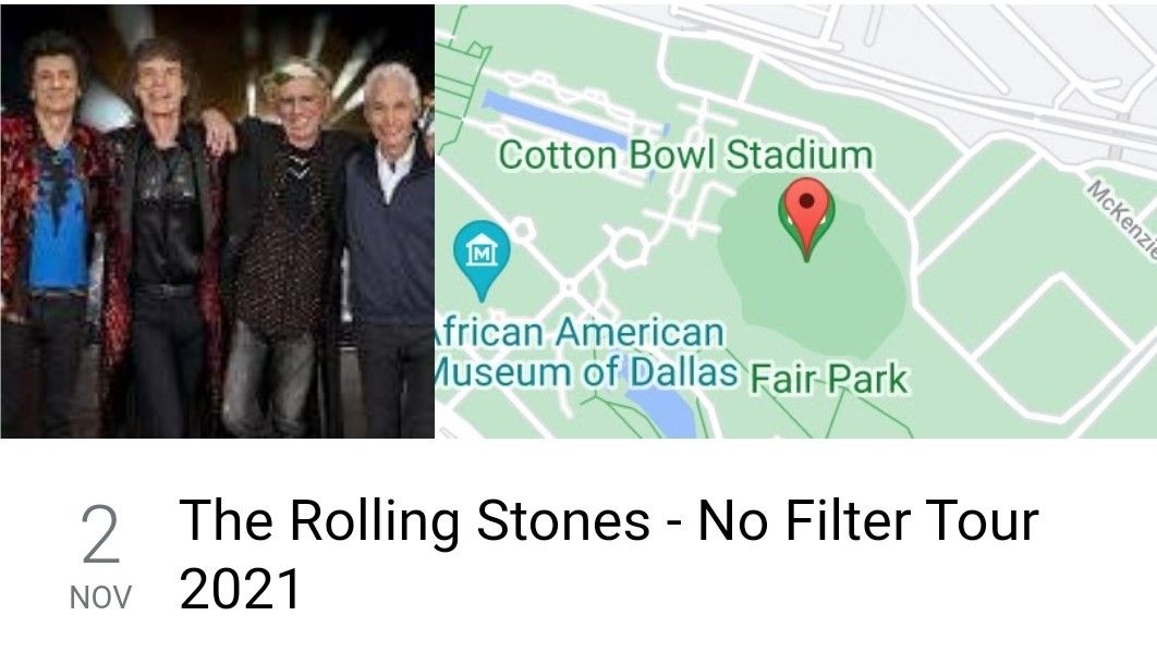 Rolling Stones  (Dallas) Concert Tickets 11/2/21