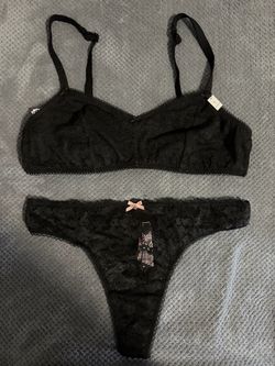 Black Lace Bralette and Thong Set