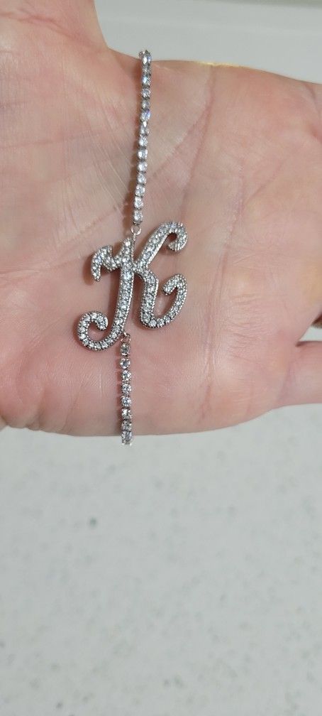 CZ Script Letter K Bracelet