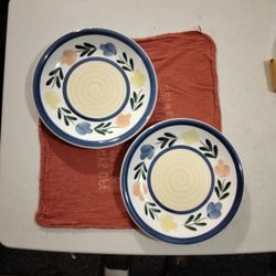 2 Flower Design Gibson Housewares Plates