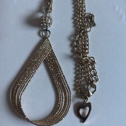 Long Necklace Tear Drop Pendant 