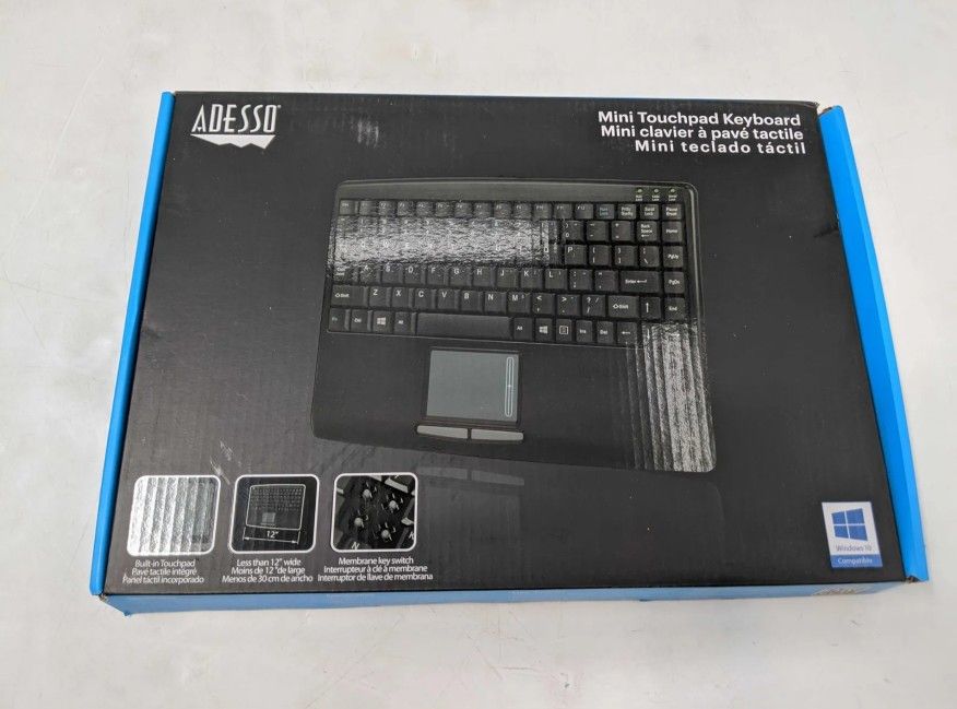 NEW Adesso AKB-410UB SlimTouch USB Mini Touchpad Keyboard