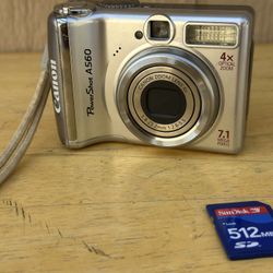 Canon PowerShot A560 7.1MP Digital Camera Silver w/ SD Tested Working PC1229 