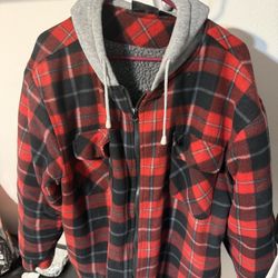 XL Flannel Zip Up Hoodie