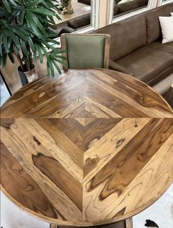 New Unique Teak wood 5 pc 60" Round Dining Table collection