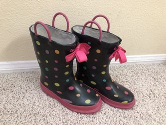 Toddler Girls Size 11 / 12 Polka Dot Western Chief Rain Boots