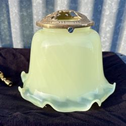 Vintage Uranium Vaseline Glass Lamp Shade