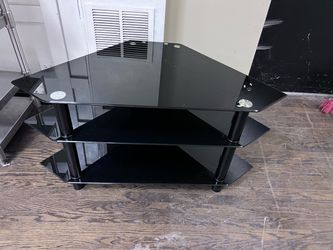 Black Glass Corner TV Stand
