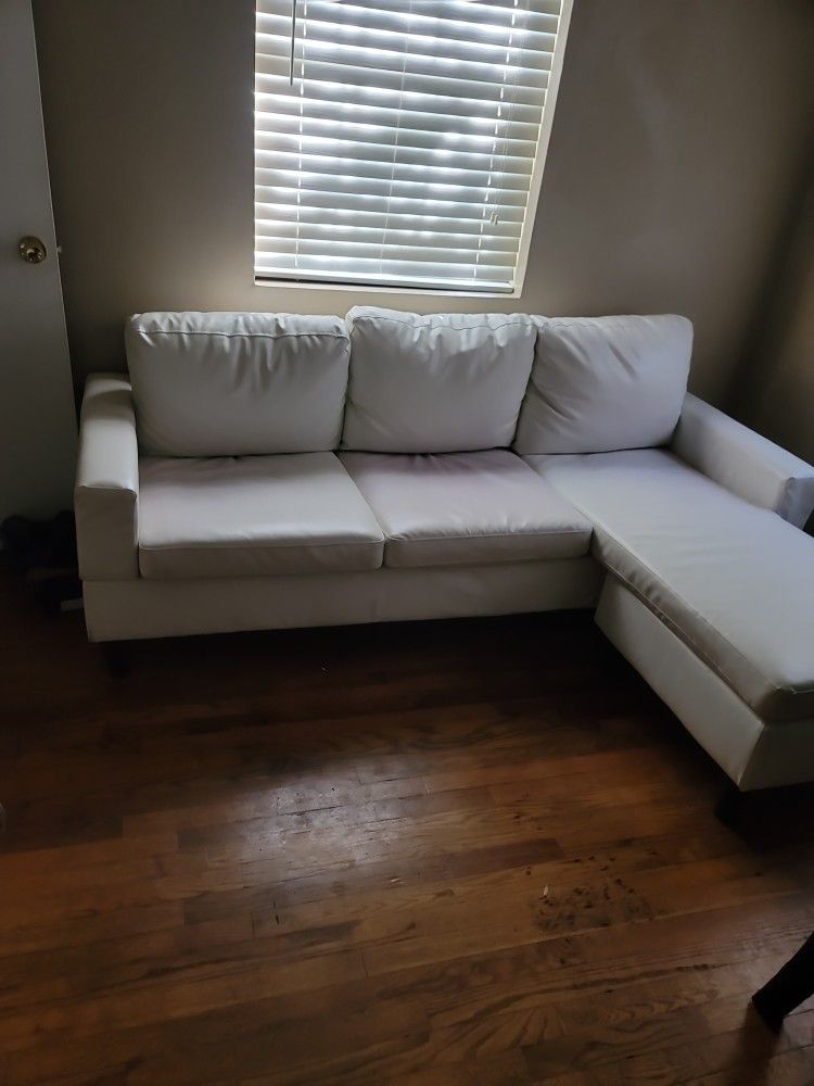 Small Leather Couch And Glass Coffee Table 