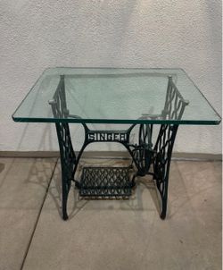 Vintage Singer Glass Table