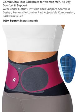 0.5mm Ultra Thin Back Brace for Women Men, All Day Comfort & Support Wear under Clothes, Invisible Back Support, Seamless Design, Removable Lumbar Pad