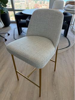 Upholstered Counter Stool with Metal Frame (Set of 3)