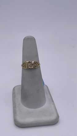 14k gold tone initial ring