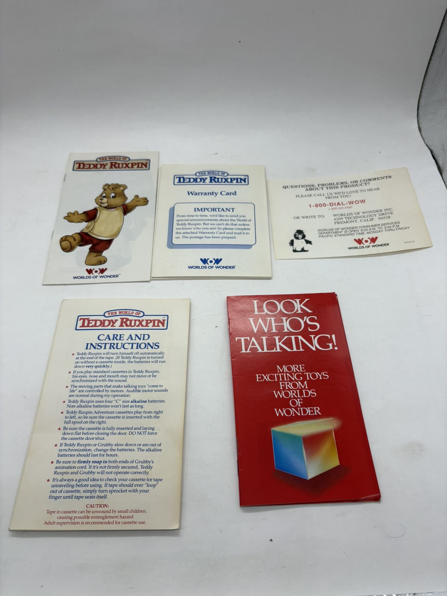 Vintage 1985 Teddy Ruxpin Manuals Brochures Paperwork Lot Worlds of Wonder