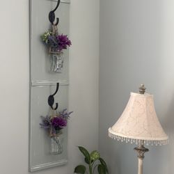 Beautiful Rustic Hanging Wall Decor with Hooks and Florals - (single $35; double $70)