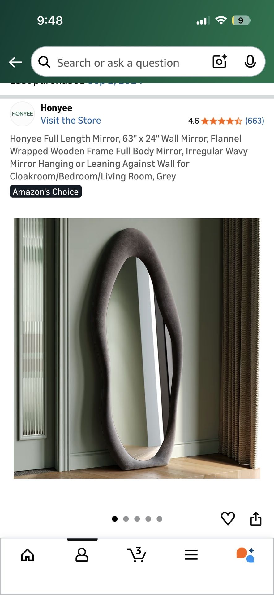 $70 Grey Mirror Full Length Mirror 63x24