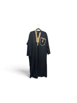Unisex’s Black Kaftan Robe with Gold Embroidered Trim Chest Pocket Size 3