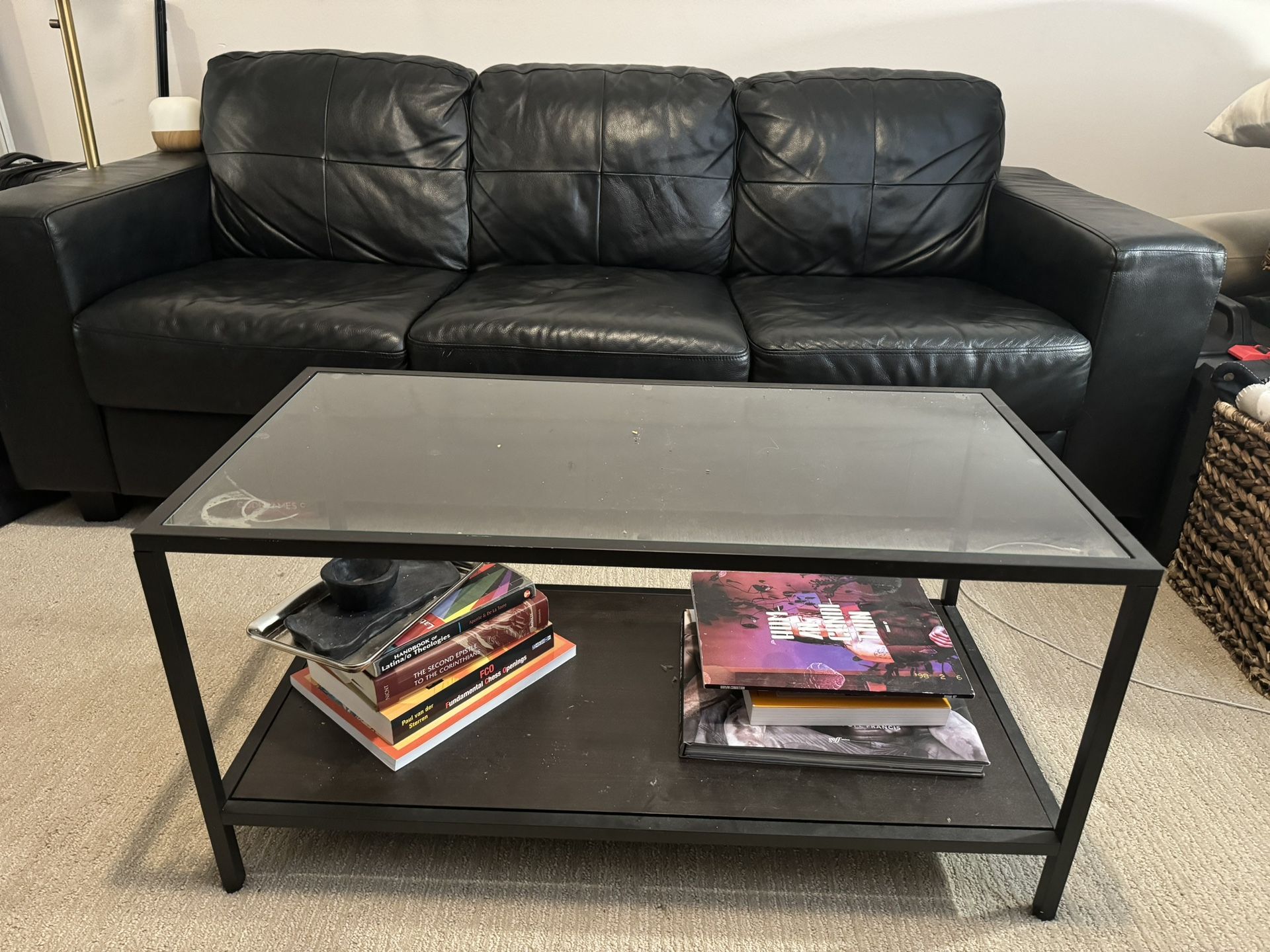 Black Metal + Glass Coffee Table