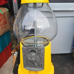 Vintage Yellow Gumball Machine 9” with Glass Globe