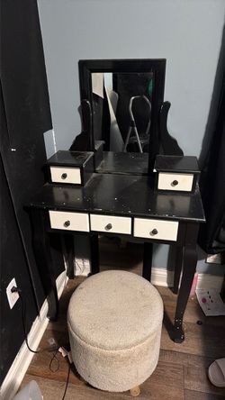 Small vanity with chair storage