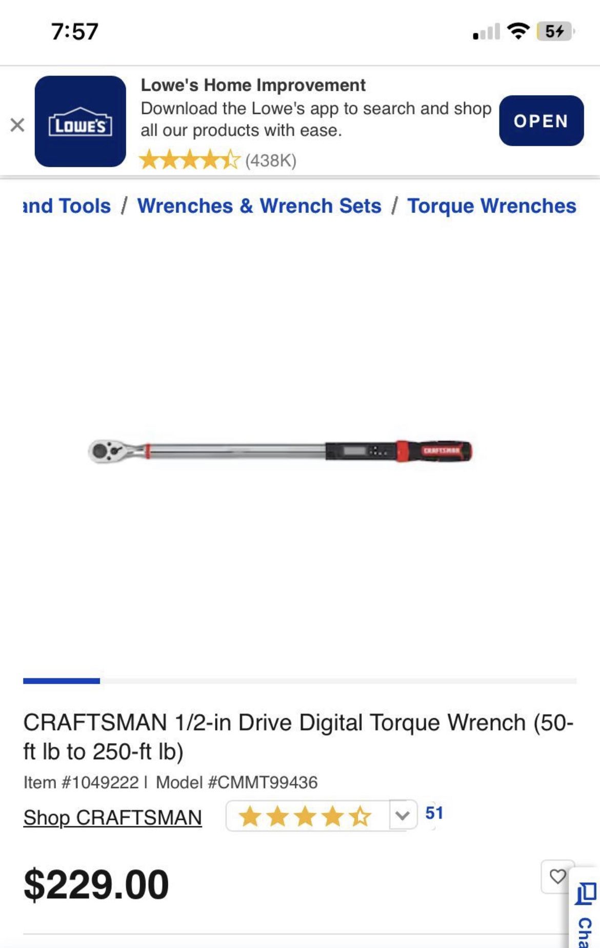 Craftsman Digital Wrench 