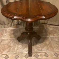 Rustic Wood Pedestal Table